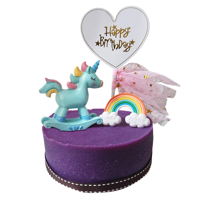 寵物專用生日蛋糕 J款 粉藍獨角獸 有機紫薯｜分行自取-6種尺寸選擇