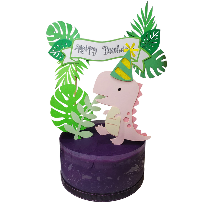 寵物專用生日蛋糕 L款 粉紅恐龍 有機紫薯｜分行自取-6種尺寸選擇