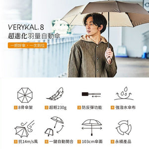 日本品牌 Amvel丨VERYKAL 8 羽量級8骨自動傘 (灰褐色/薰衣草色/海軍藍/橄欖綠/黑色)丨香港行貨